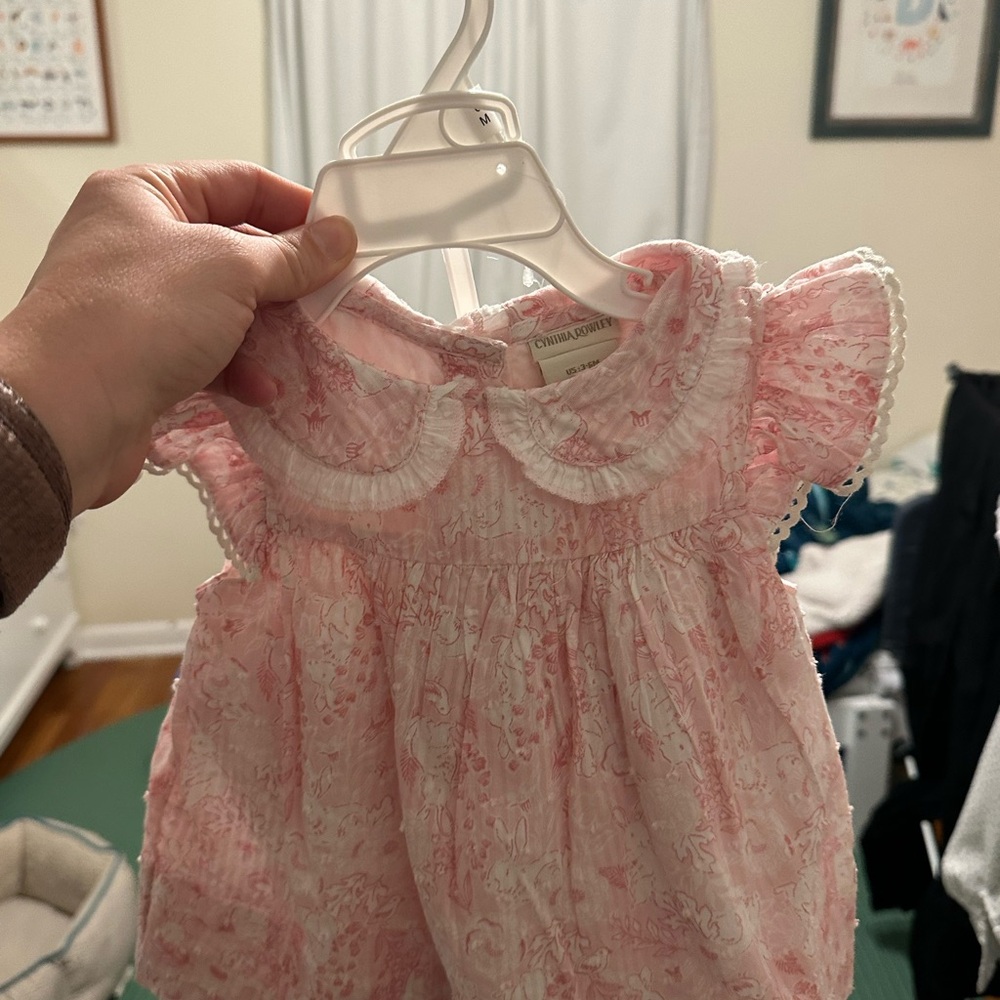 Pink Floral Baby Dress with shoes and hat